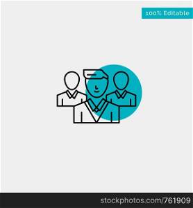 Staff, Security, Friend zone, Gang turquoise highlight circle point Vector icon