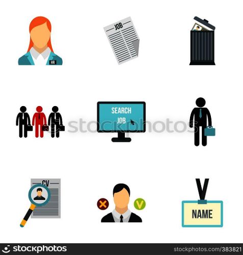 Staffing agency icons set. Flat illustration of 9 staffing agency vector icons for web. Staffing agency icons set, flat style