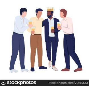 Stag party semi flat color vector characters. Standing figures. Full body people on white. Festive celebration simple cartoon style illustration for web graphic design and animation. Stag party semi flat color vector characters