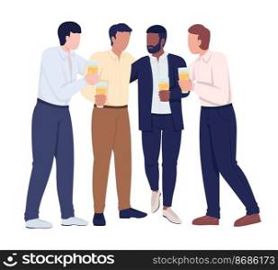 Stag party with closest friends semi flat color vector characters. Editable figures. Full body people on white. Celebration simple cartoon style illustration for web graphic design and animation. Stag party with closest friends semi flat color vector characters