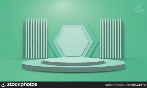 Stage backdrop podium for product display stand. 3d vector background illustration. color pastel