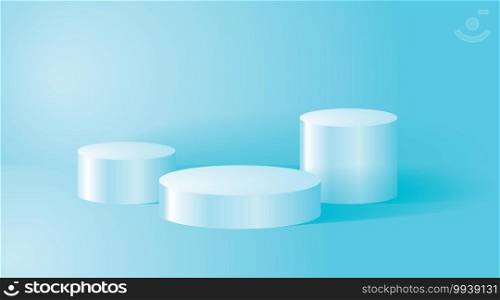 Stage backdrop podium for product display stand. 3d vector background illustration  colored blue