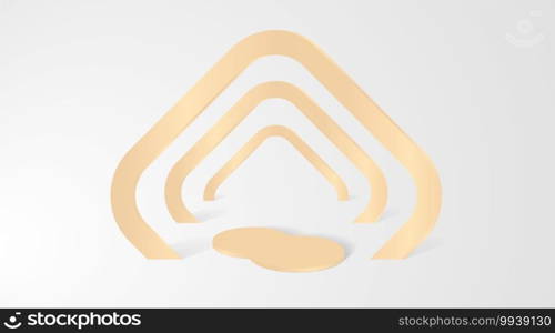 Stage backdrop podium for product display stand. 3d vector background illustration  colored gold