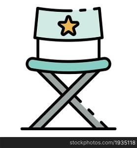 Stage director chair icon. Outline stage director chair vector icon color flat isolated. Stage director chair icon color outline vector