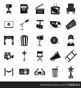 Stage director chair icons set. Simple set of stage director chair vector icons for web design on white background. Stage director chair icons set, simple style