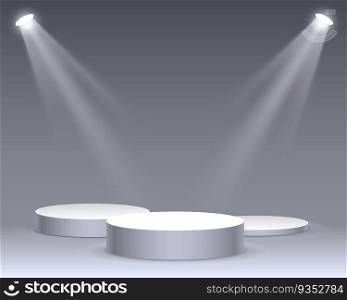 Stage podium with lighting, Stage Podium Scene with for Award Ceremony on white Background, Vector illustration