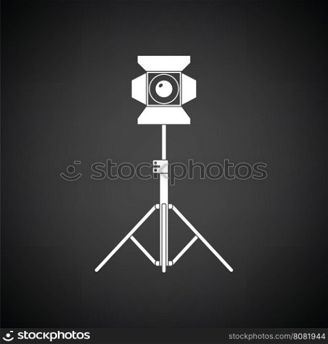 Stage projector icon. Black background with white. Vector illustration.