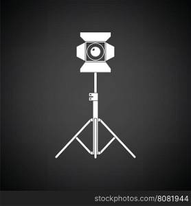 Stage projector icon. Black background with white. Vector illustration.