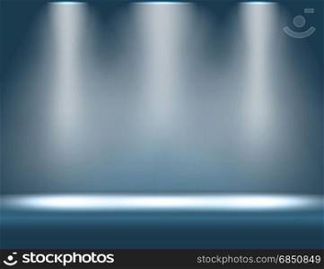 Stage with spotlight shining from above vector background