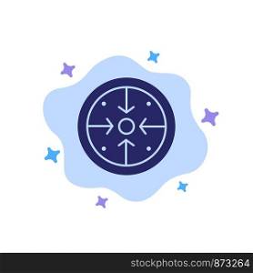 Stages, Goals, Implementation, Operation, Process Blue Icon on Abstract Cloud Background