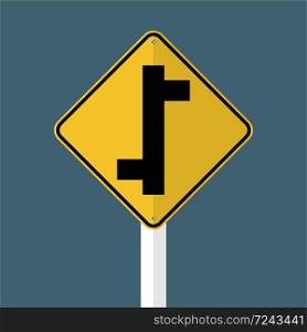 Staggered Junction Traffic Road Sign on transparent background,vector illustration EPS 10