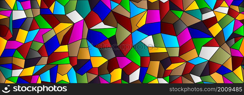 Stained glass church with abstract geometric shapes. Seamless stained glass.