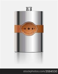 Stainless hip flask with leather label