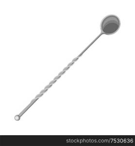 Stainless stirring cocktail beverage mixing long handle spoon. Alcohol bar equipment illustration.. Stainless stirring cocktail beverage mixing long handle spoon.