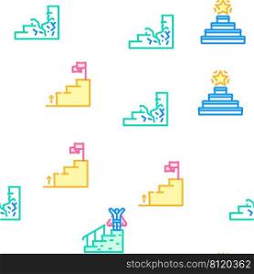 Stair And Achievement Vector Seamless Pattern Color Line Illustration. Stair And Achievement Vector Seamless Pattern