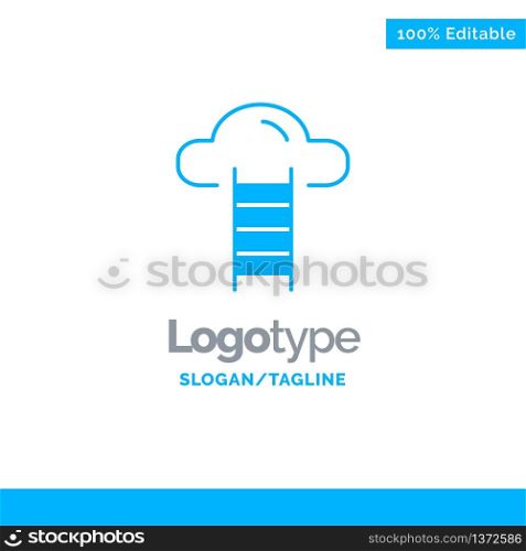 Stair, Cloud, User, Interface Blue Solid Logo Template. Place for Tagline
