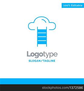 Stair, Cloud, User, Interface Blue Solid Logo Template. Place for Tagline