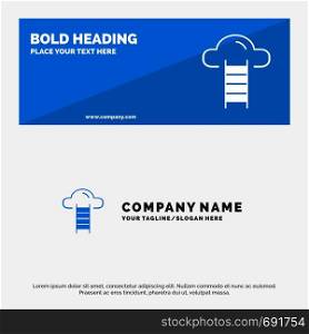 Stair, Cloud, User, Interface SOlid Icon Website Banner and Business Logo Template