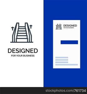 Stair, Elevator, Electric, Ladder Grey Logo Design and Business Card Template