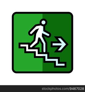 staircase down evacuation emergency color icon vector. staircase down evacuation emergency sign. isolated symbol illustration. staircase down evacuation emergency color icon vector illustration