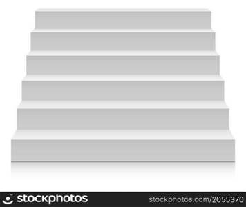 Staircase front. Blank realistic mockup of up stairs isolated on white background. Staircase front. Blank realistic mockup of up stairs