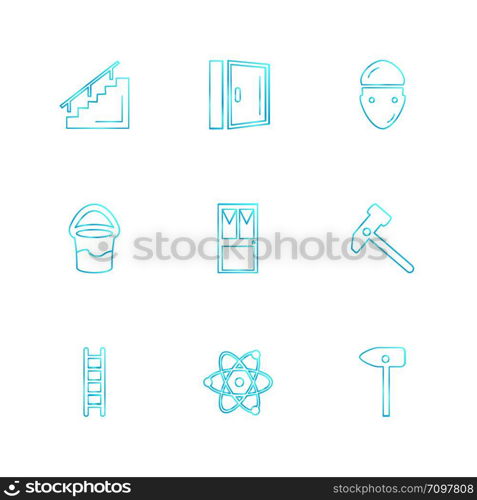 stairs , door , ladder , nuclear , hamer ,hardware , tools , constructions , labour , icon, vector, design, flat, collection, style, creative, icons , wrench , work ,