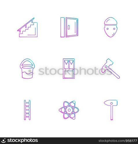 stairs , door , ladder , nuclear , hamer ,hardware , tools , constructions , labour , icon, vector, design, flat, collection, style, creative, icons , wrench , work ,