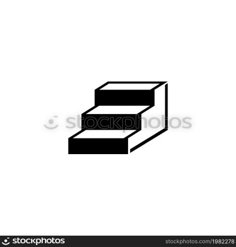 Stairs. Flat Vector Icon. Simple black symbol on white background. Stairs Flat Vector Icon