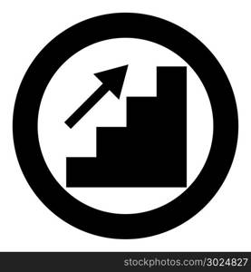 Stairs growth icon black color in circle vector illustration