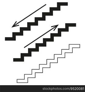 Stairs icon set. The direction of movement on the stairs. Stairs with up and down arrows. Vector illustration. EPS 10. Stock image.. Stairs icon set. The direction of movement on the stairs. Stairs with up and down arrows. Vector illustration. EPS 10.
