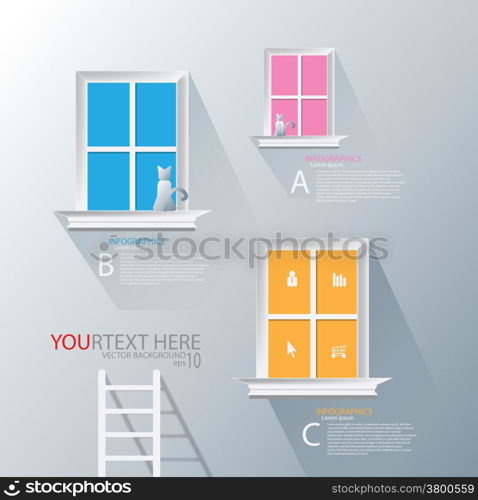 stairs to window vector for Abstract business infographic background