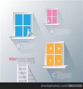 stairs to window vector for Abstract business infographic background