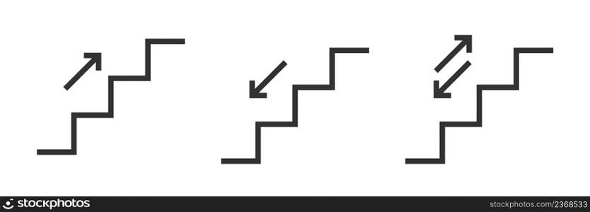 Stairs up, stairs down icon. Stairway direction infomation illustration symbol. Sign navigation staircase vector.