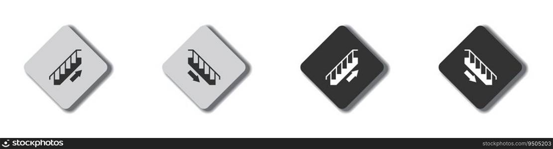 Stairs up, stairs down icons. Stairs icon upward, downward. Flat vector illustration.