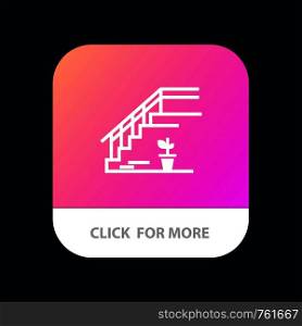 Stairs, Upstairs, Floor, Stage, Home Mobile App Button. Android and IOS Glyph Version