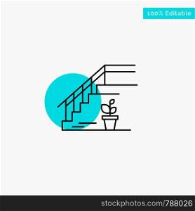 Stairs, Upstairs, Floor, Stage, Home turquoise highlight circle point Vector icon