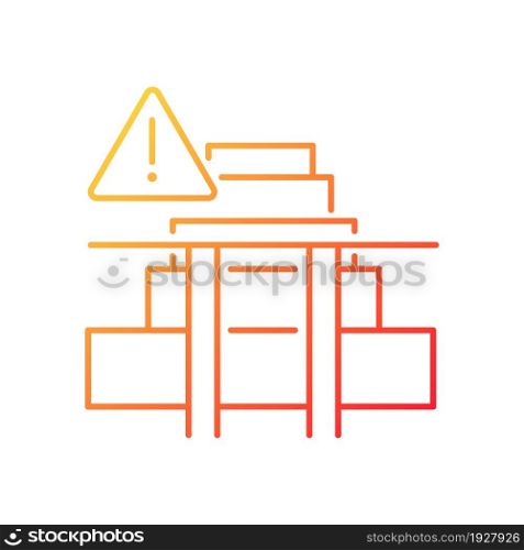 Stairway safety gates gradient linear vector icon. Child safety at home. Falling and injuries prevention. Thin line color symbol. Modern style pictogram. Vector isolated outline drawing. Stairway safety gates gradient linear vector icon