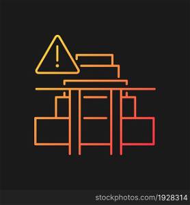 Stairway safety gates gradient vector icon for dark theme. Child safety at home. Falling and injuries prevention. Thin line color symbol. Modern style pictogram. Vector isolated outline drawing. Stairway safety gates gradient vector icon for dark theme