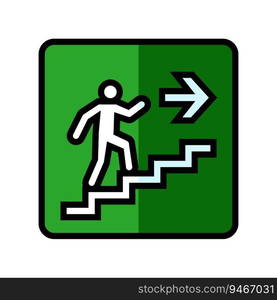 stairway up evacuation emergency color icon vector. stairway up evacuation emergency sign. isolated symbol illustration. stairway up evacuation emergency color icon vector illustration