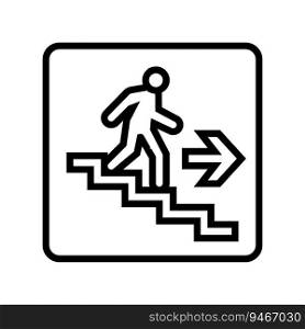 stairway up evacuation emergency line icon vector. stairway up evacuation emergency sign. isolated contour symbol black illustration. stairway up evacuation emergency line icon vector illustration