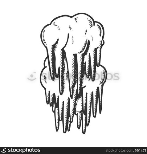 Stalactite Cave Decoration Element Ink Vector. Mystery Vertical Crystal Stalactite And Stalagmite. Underground Formation Engraving Mockup Hand Drawn In Vintage Style Black And White Illustration. Stalactite Cave Decoration Element Ink Vector