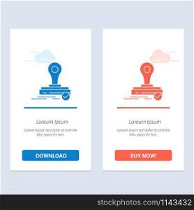 Stamp, Clone, Press, Logo Blue and Red Download and Buy Now web Widget Card Template