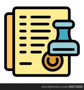 Stamp document icon outline vector. Loan money. Report check color flat. Stamp document icon vector flat