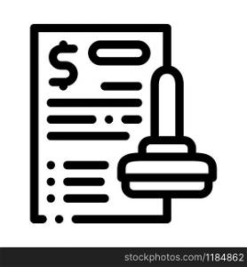 Stamp Document Icon Vector. Outline Stamp Document Sign. Isolated Contour Symbol Illustration. Stamp Document Icon Vector Outline Illustration