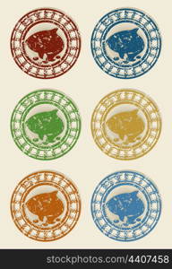 Stamp fish2. Set of icons a stamp fish. A vector illustration