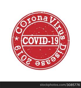 Stamp impression with the inscription COronaVIrus Disease 2019, vector illustration isolated on a white background