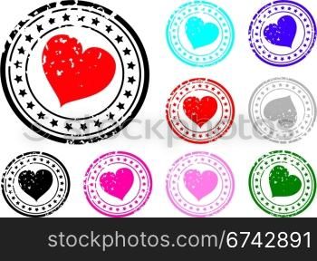 Stamp with the image of heart. A vector illustration.