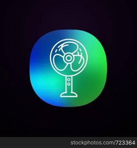 Stand floor fan app icon. Home cooling fan. Household appliance. UI/UX user interface. Web or mobile application. Vector isolated illustration. Stand floor fan app icon