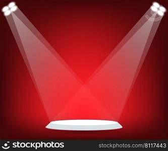 Stand on red stage. Vector illustration