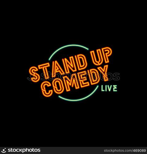 stand up comedy cartoon theme vector art illustration. stand up comedy